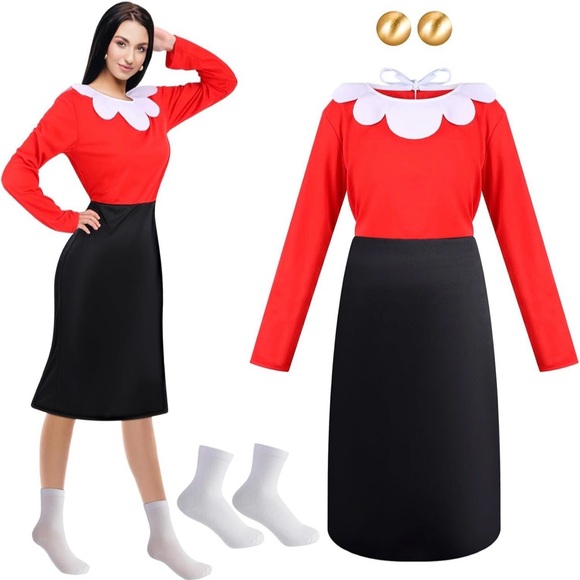 Dresses & Skirts - Red and Black Costume Dress with White Collar